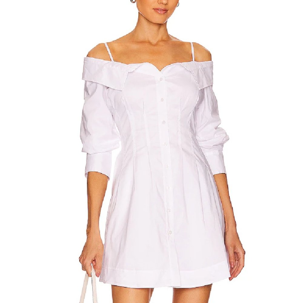 Jonathan Simkhai White Off-Shoulder Mini Dress